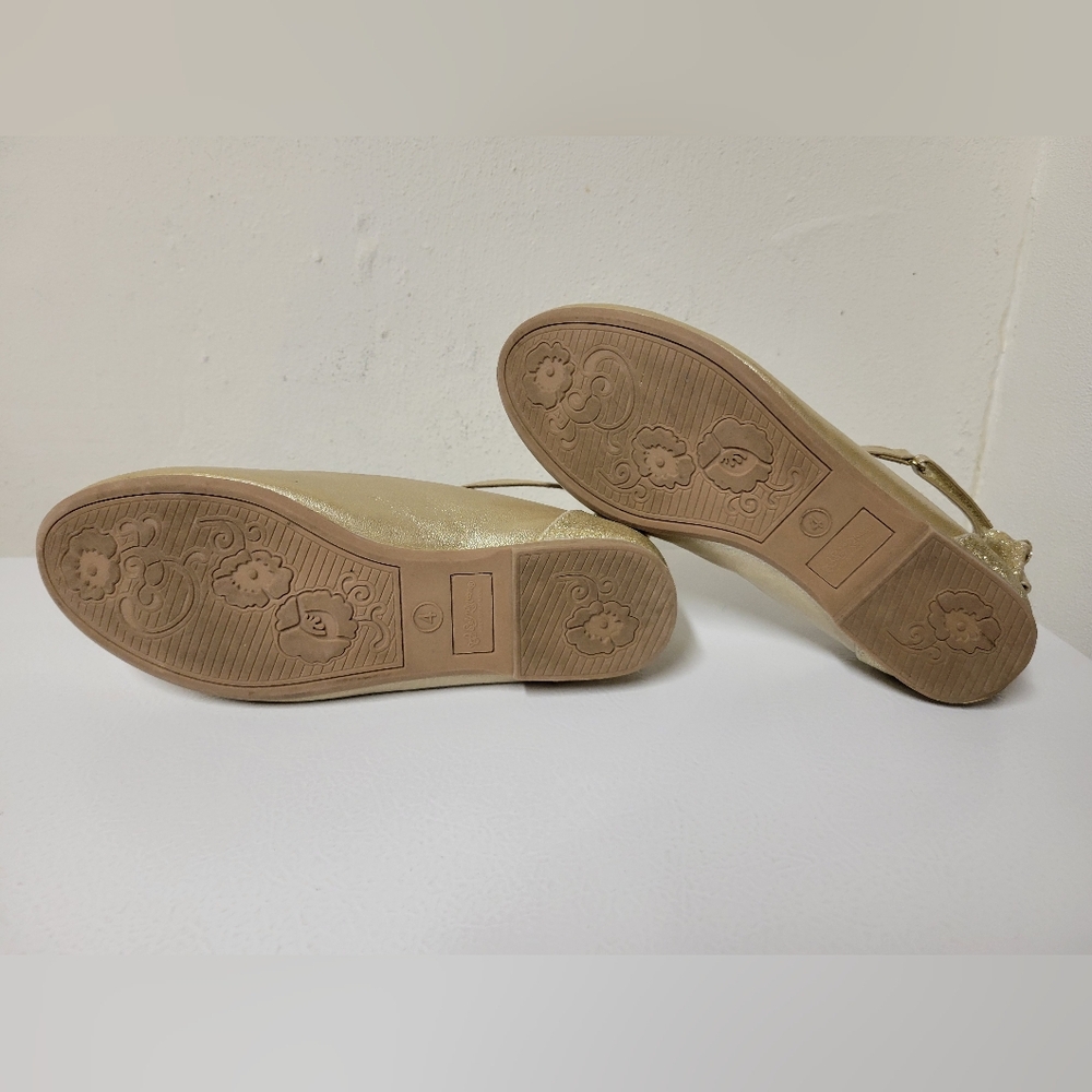 Girls Self Esteem Size 4 Gold Ballet Flats with Bow Accent - Picture 10 of 11